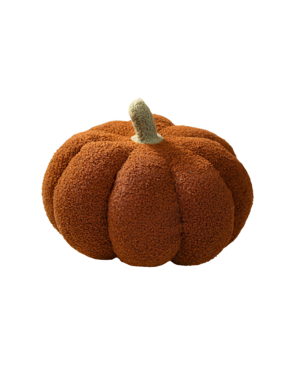 Soft Sherpa Pumpkin Throw Pillow 28cm – Plush Pumpkin Cushion Brown ST9110.