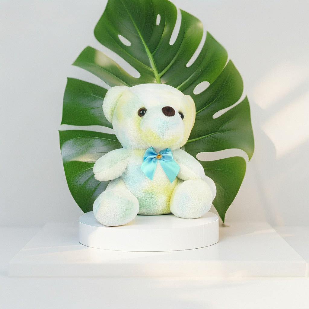 Teddy Bear Plush Toy – 7 Inch Soft Stuffed Animal with Blue Bow for Kids LMI11607.