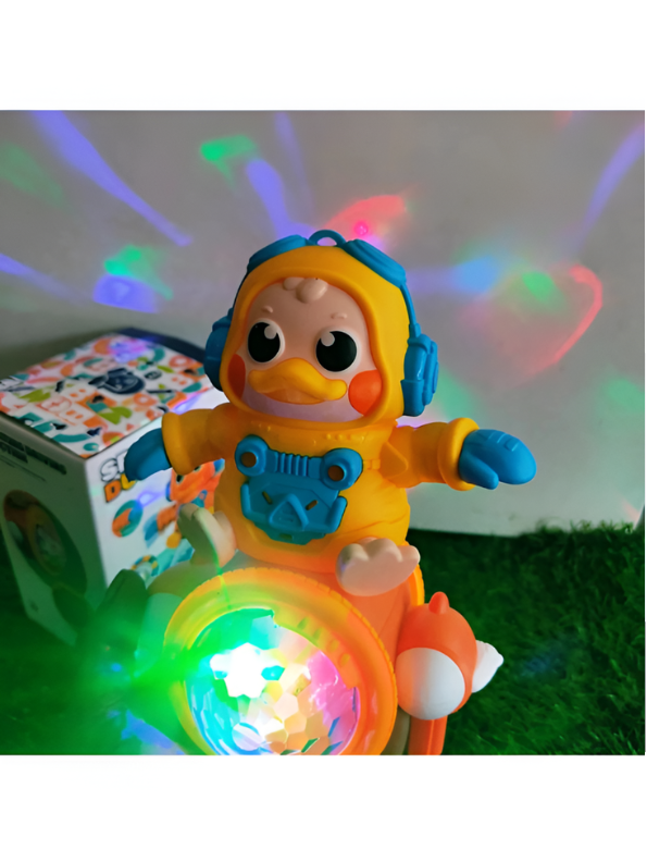 Space Duck Musical Toy – Dancing Duck Robot with LED Lights, Music & 360° Rotating Wheels Yellow LMI14255.