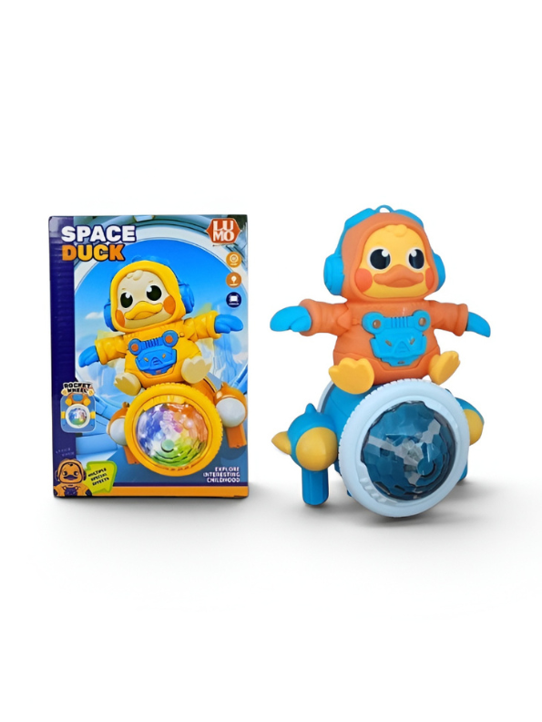 Space Duck Musical Toy – Dancing Duck Robot with LED Lights, Music & 360° Rotating Wheels Orange LMI14255.