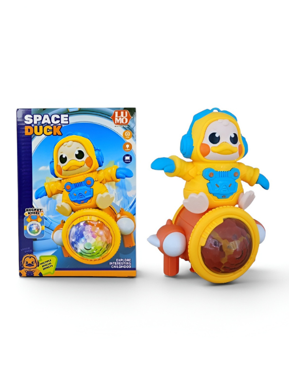 Space Duck Musical Toy – Dancing Duck Robot with LED Lights, Music & 360° Rotating Wheels Yellow LMI14255.
