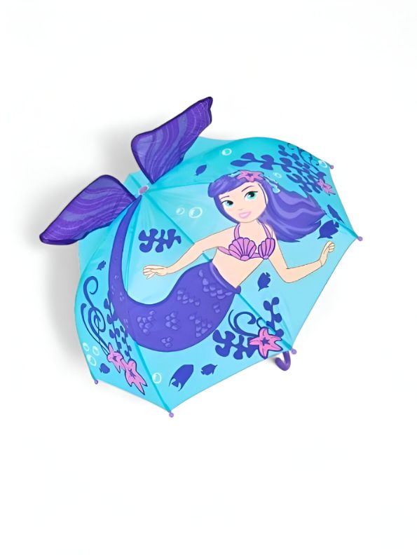 SparkleSplash Mermaid Umbrella for Kids – 47cm Pastel Rain Umbrella for Toddlers & Little Girls NOV9696.