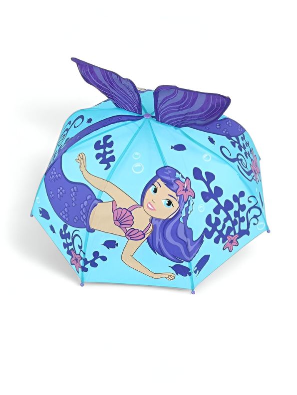 SparkleSplash Mermaid Umbrella for Kids – 47cm Pastel Rain Umbrella for Toddlers & Little Girls NOV9696.