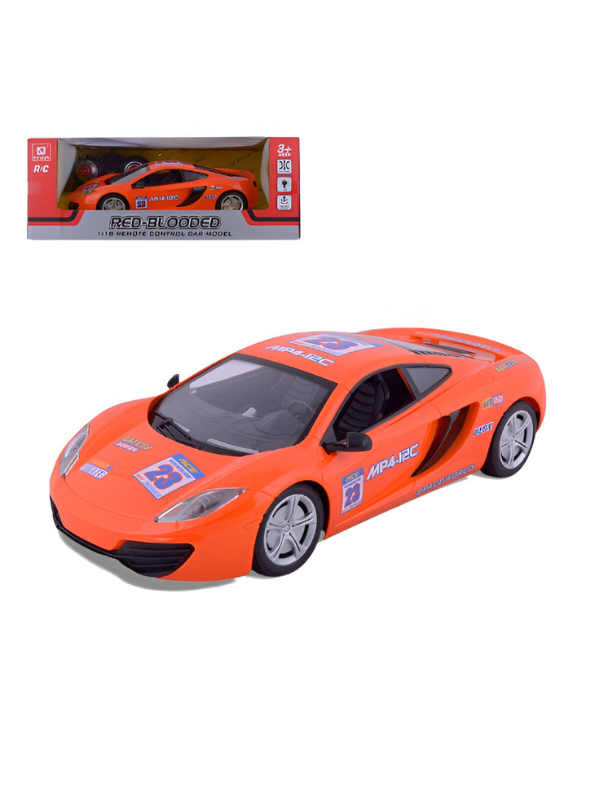 SpeedRex RC – Remote Control Supercar, High-Speed Electric Race Car with Decals, Battery-Operated Toy for Kids Orange LMI8885.