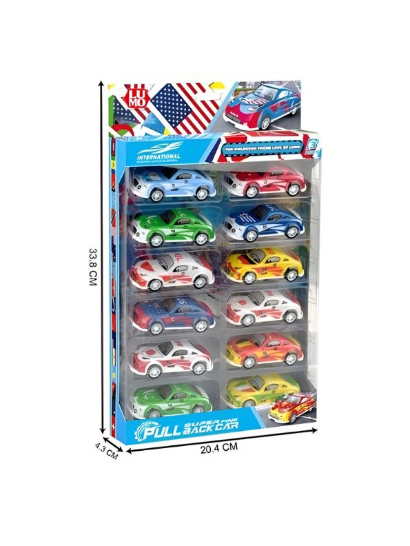 SpeedStorm 12X Pack – Pull Back Car Set of 12 | Mini Friction Powered Racing for Kids | Durable Toy Vehicles for Boys & Girls LMI15109.