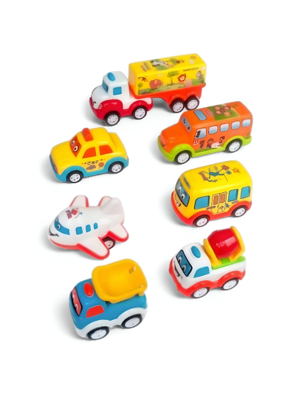 Speedy - 7 Piece Kids Transport Vehicle Toy Set | Mini Pullback Cars, Trucks, & Airplanes for Toddlers | Educational Auto Play Set LMI12802.