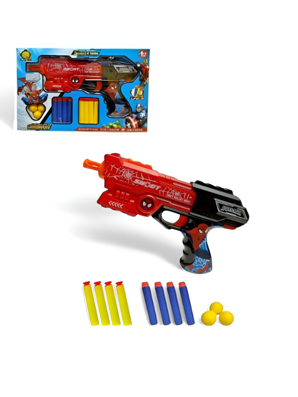 Spider-Man Web Shooter Toy Gun Set – 2-in-1 Soft Foam Dart & Ball Blaster with Darts & Balls TV5480.