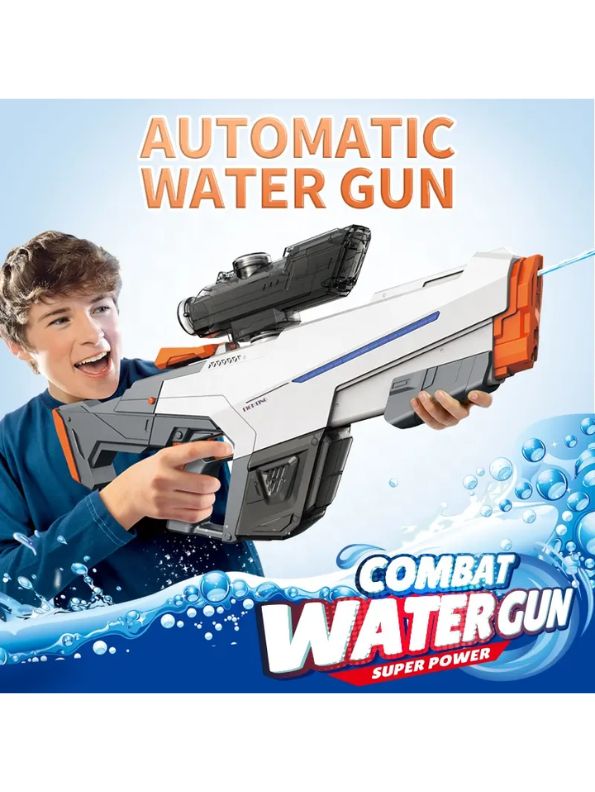 Blue - SplashMaster X1 - High Power Automatic Water Suction Electric Squirt Gun - Light-Up Blaster for Adults & Kids
