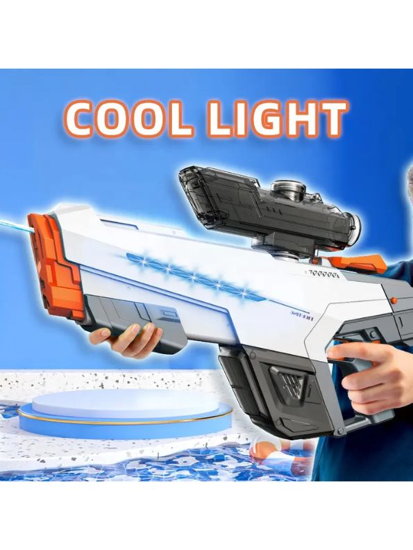 Blue - SplashMaster X1 - High Power Automatic Water Suction Electric Squirt Gun - Light-Up Blaster for Adults & Kids