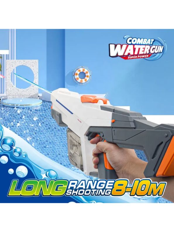 Blue - SplashMaster X1 - High Power Automatic Water Suction Electric Squirt Gun - Light-Up Blaster for Adults & Kids