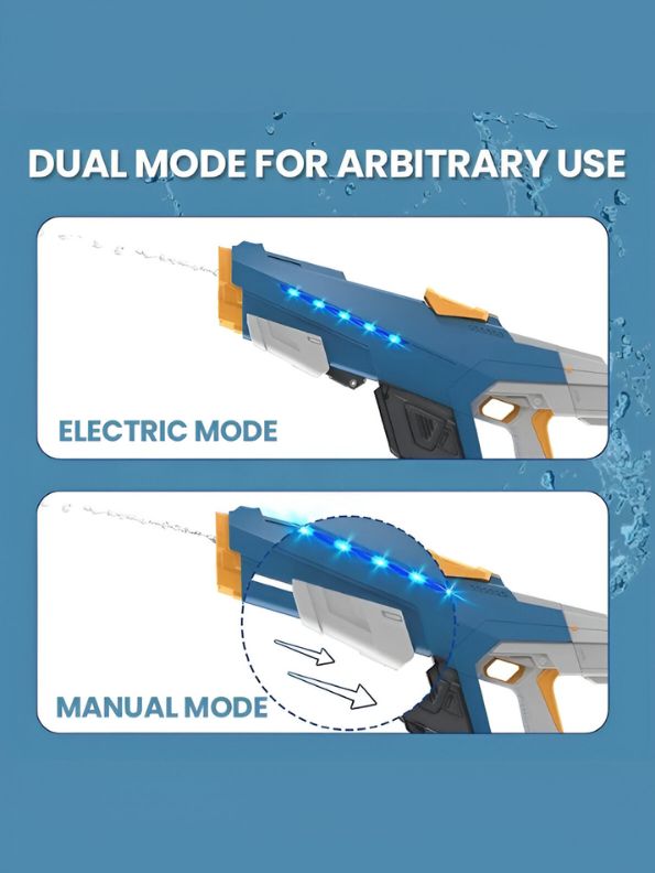 Blue - SplashMaster X1 - High Power Automatic Water Suction Electric Squirt Gun - Light-Up Blaster for Adults & Kids