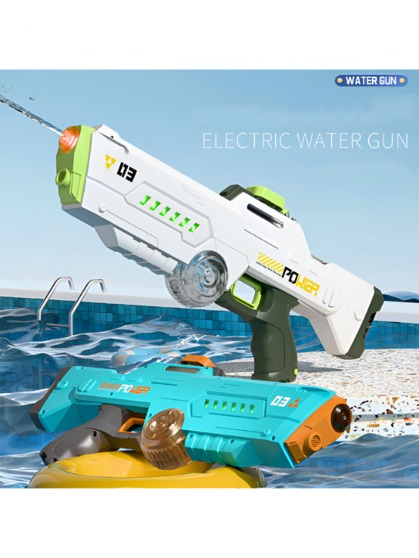 SplashX Electric Water Blaster for Adults & Kids – Automatic Waterproof Squirt Water Gun, High-Power Long-Range 26–32ft Summer Water Toy Blue LMI15937.