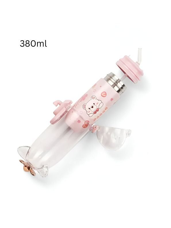 Pink - Submarine Water Bottle for Toddlers – 380ml Stainless Steel Leak-Proof, Push Button, BPA-Free NOV6845.