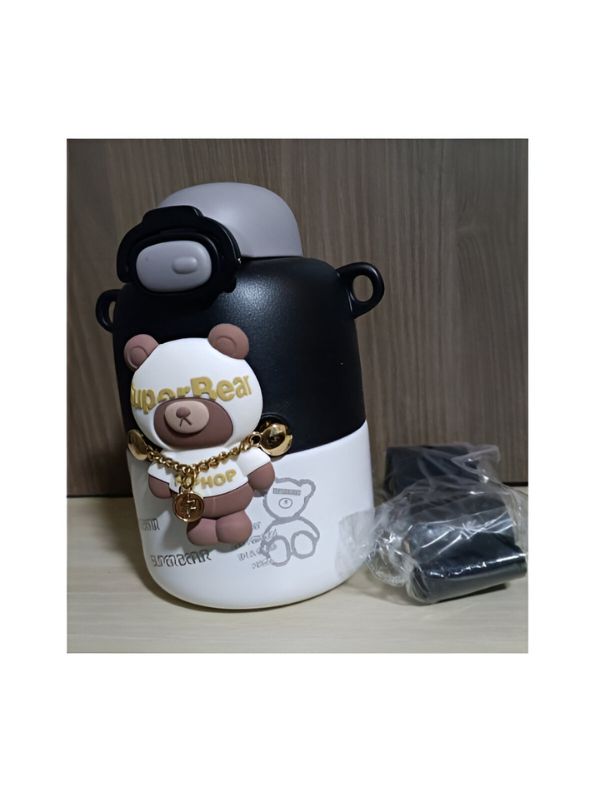 Super Bear – 430ml Stainless Steel Water Bottle | Cute Tritan Straw Sipper for Kids | Leak-Proof Cartoon School Bottle for Students & Children NOV4297.