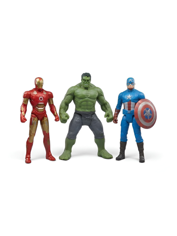 Superhero Toy Figures 3-Piece Pack – Light-Up Iron Man, Moveable Hulk and Captain America Action Figure Playset for Boys and Kids Age 3+ TV627