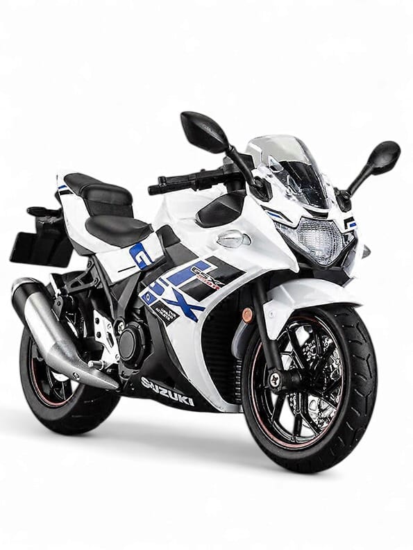 White Suzuki GSX-250R Metal Model Diecast Bike - Scale 1:12 with Acrylic Transparent Box - TV-O-24 | - Toyloft
