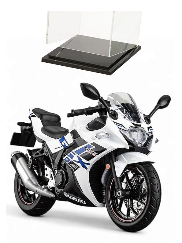 White Suzuki GSX-250R Metal Model Diecast Bike - Scale 1:12 with Acrylic Transparent Box - TV-O-24 | - Toyloft