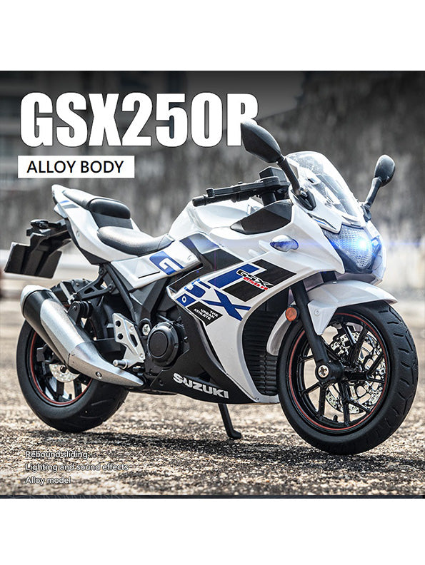 White Suzuki GSX-250R Metal Model Diecast Bike - Scale 1:12 with Acrylic Transparent Box - TV-O-24 | - Toyloft