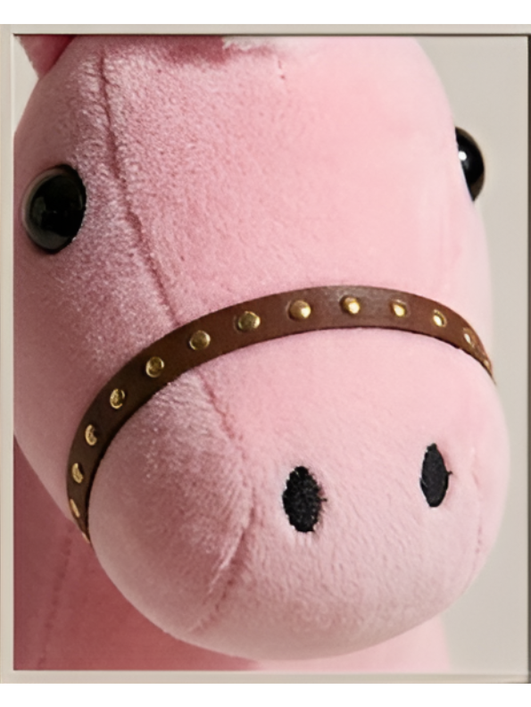 Pink Horse Plush Toy – 7-Inch Cute Stuffed Animal with White Mane and Studded Bridle, Soft Pony Cushion for Kids ST16465