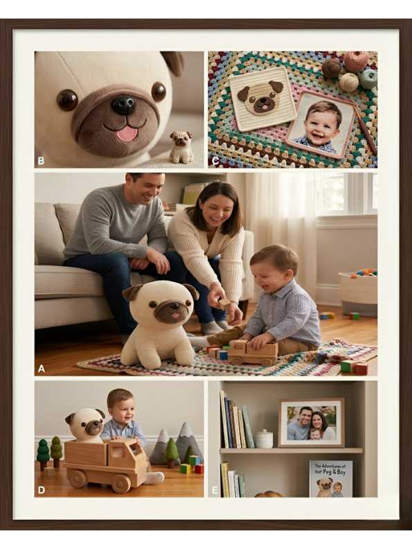 Sitting Pug Plush Toy - Premium 7-Inch Soft Stuffed Animal Puppy for Toddlers and Kids ST16040