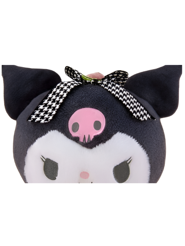 Sanrio Kuromi Plush Doll | 8" Stuffed Animal Toy | Goth-Lolita Pink Dress & Houndstooth Bow | Authentic Character Collectible ST16007