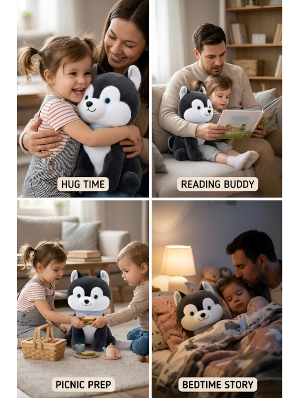 Husky Stuffed Animal – 10-Inch Soft Plush Puppy Toy with Blue Bandana for Toddlers and Kids ST16500