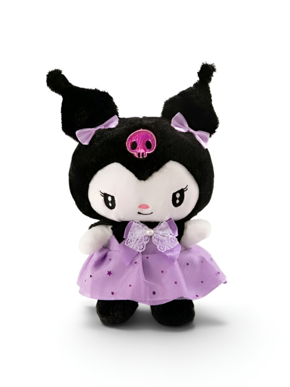 Kuromi Plushie with Lavender Lace Bow & Skirt – 10" Cute Collectible Sanrio Character Toy for Kids ST15437