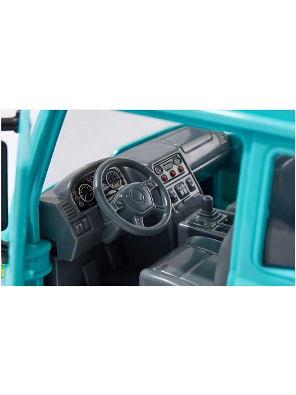 Fire Rescue Ladder Truck – Blue Extendable 360° Rotating Aerial Ladder, Realistic Dashboard Interior, Friction Powered Construction Vehicle for Kids NX16731