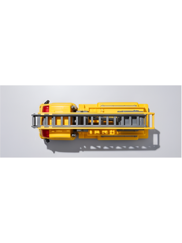 Fire Rescue Ladder Truck – Yellow Extendable 360° Rotating Aerial Ladder, Realistic Dashboard Interior, Friction Powered Construction Vehicle for Kids NX16731
