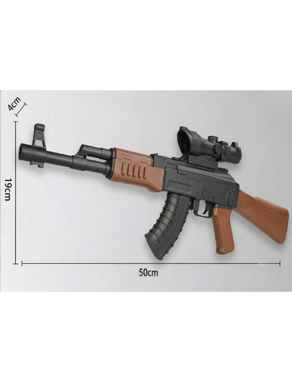 Tactical AK Assault Rifle Toy Gun (50cm) with Scope & Realistic Wood Texture Finish TV5698