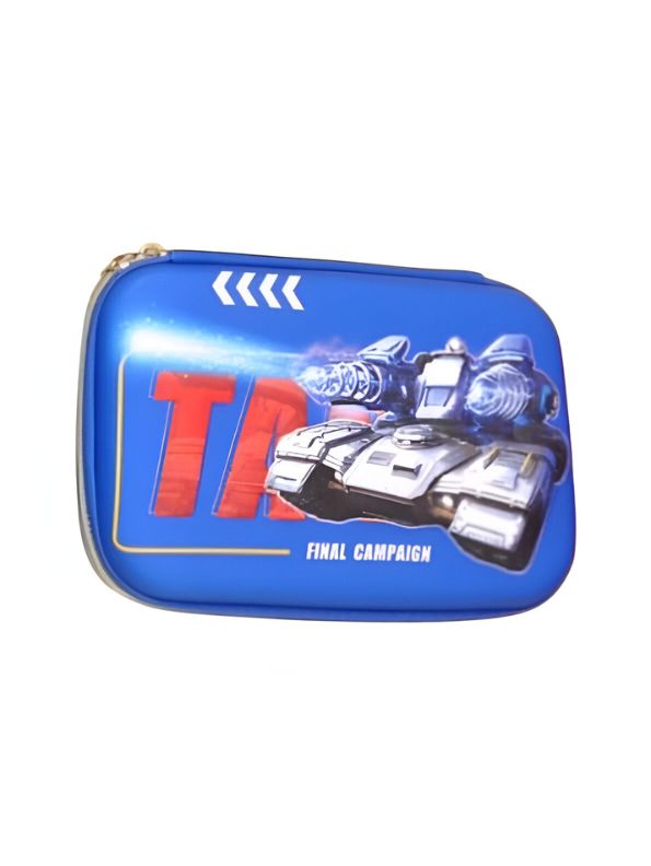TankTrooper – Military Tank Print Pouch for Kids | Single Chain Pencil Case | Army Theme Stationery Bag NOV8793.