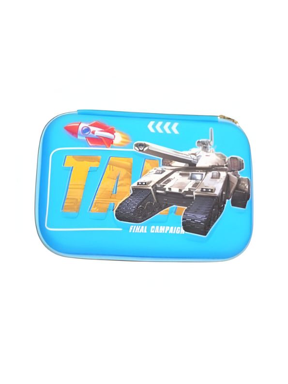 TankTrooper – Military Tank Print Pouch for Kids | Single Chain Pencil Case | Army Theme Stationery Bag NOV8793.