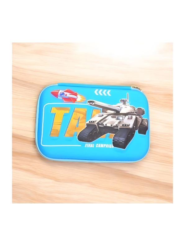 TankTrooper – Military Tank Print Pouch for Kids | Single Chain Pencil Case | Army Theme Stationery Bag NOV8793.