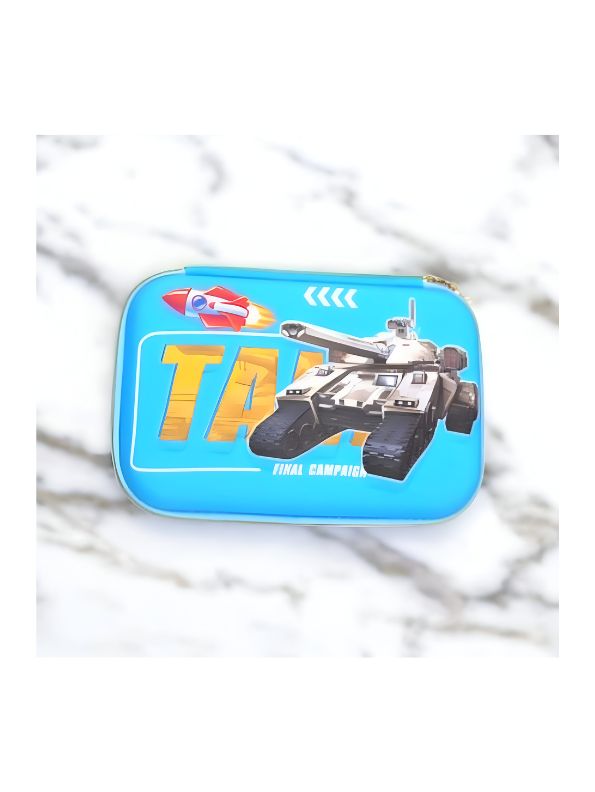 TankTrooper – Military Tank Print Pouch for Kids | Single Chain Pencil Case | Army Theme Stationery Bag NOV8793.