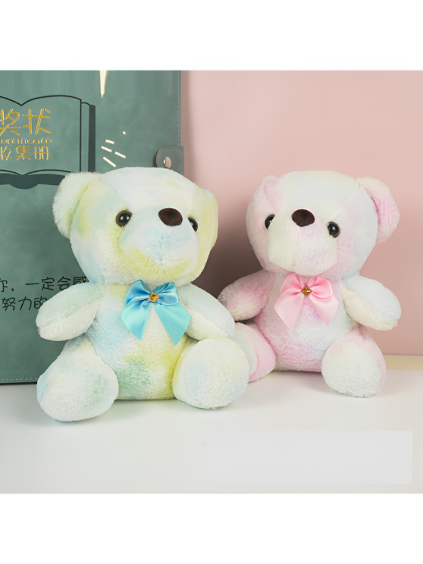 Teddy Bear Plush Toy – 7 Inch Soft Stuffed Animal with Blue Bow for Kids LMI11607.