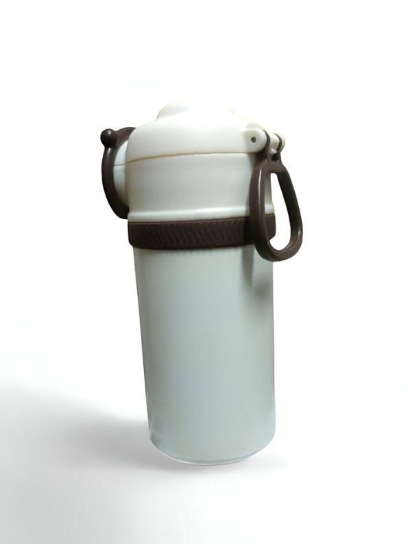 White - Temperature Control Stainless Steel Water Bottle – 550ml Cartoon Aesthetic Design with Push Button Sipper NOV8420.