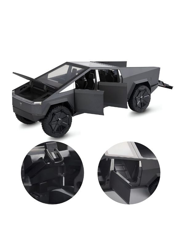 Black - Tesla Cybertruck Diecast Model – Pullback Toy Car | Collectible Metal Truck with Acrylic Display Case.