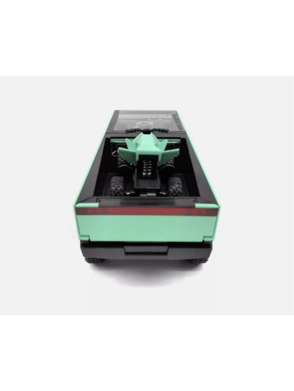 Green - Tesla Cybertruck Diecast Model – Pullback Toy Car | Collectible Metal Truck with Acrylic Display Case.