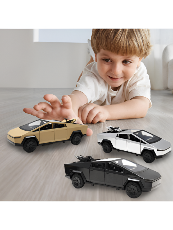 Tesla Cybertruck Style Alloy Model Car 1:28 Scale – Black Diecast Metal Collectible with Opening Doors TV6170