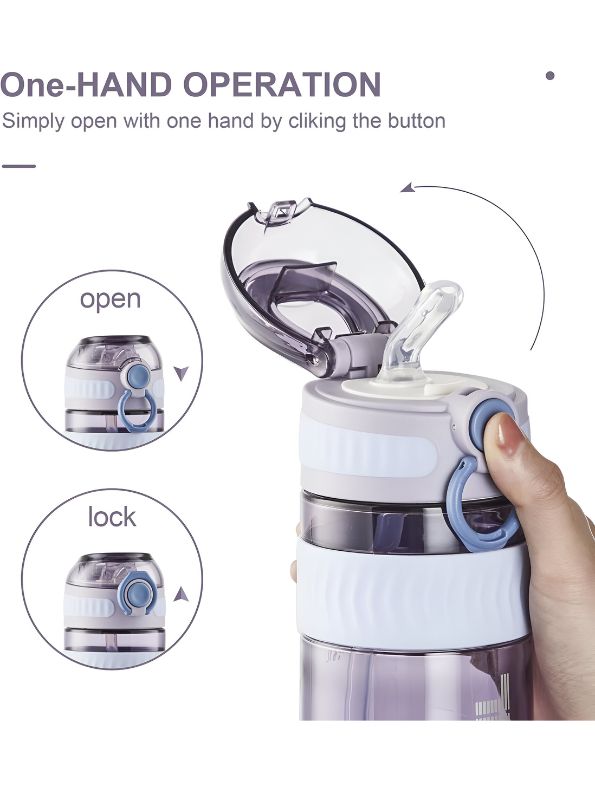 Purple - ThirstX – Leak-Proof, Pop-Open Lid – Reusable Water Bottle for School & Travel NOV3303.
