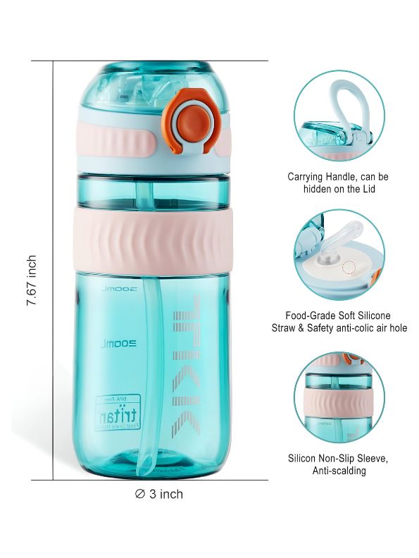 Green - ThirstX – Leak-Proof, Pop-Open Lid – Reusable Water Bottle for School & Travel NOV3303.