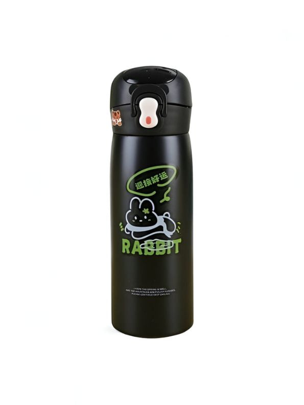 TinyHydro – Cartoon Print Bottle 450ml Stainless Steel, Push Button with Lock, Smart Temp Display NOV7250.