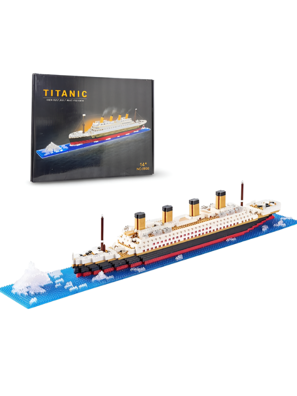 Titanic Cruise Ship Micro Building Blocks Set with Iceberg Base – 3D Mini Bricks Model Kit, Collectible Display Toy & Educational Gift for Adults and Teens TV7197