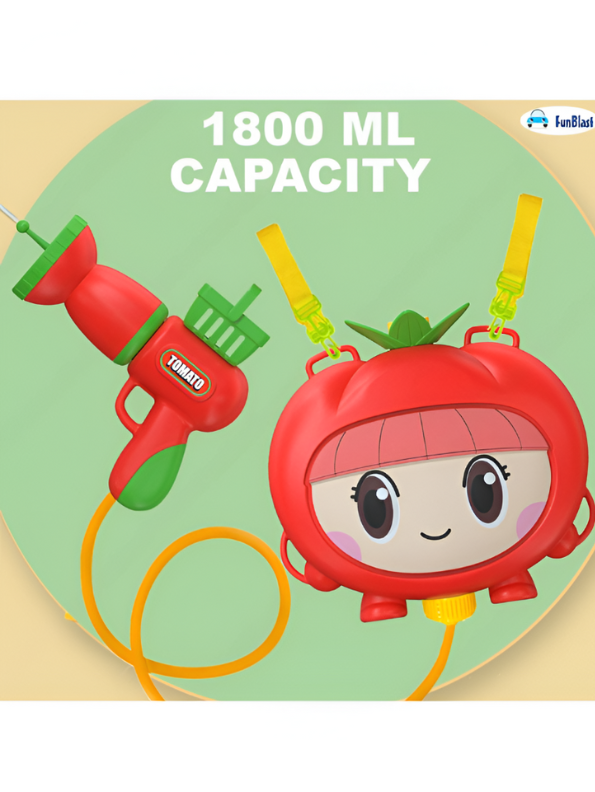 TomatoSplash – 1800ml Backpack Water Gun for Kids | High-Capacity Pressure Pump Holi Pichkari LMI14411.