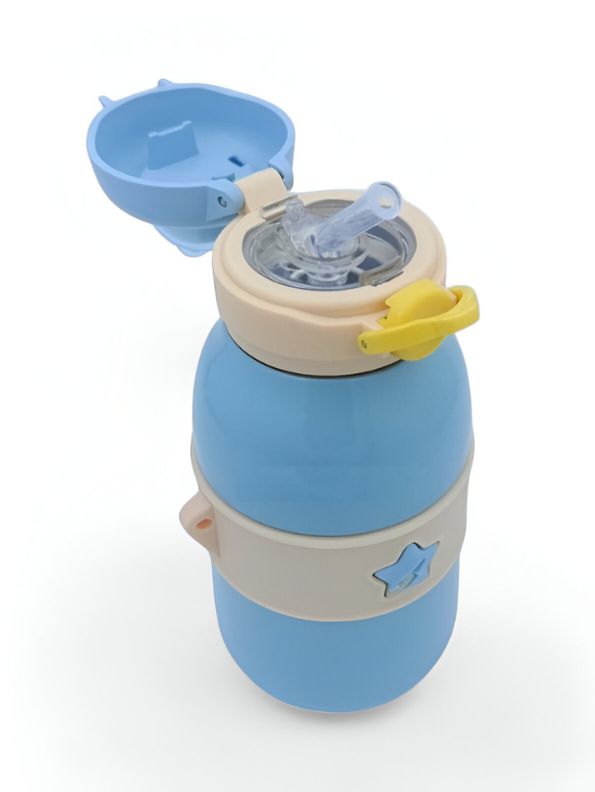Blue - Toto Kids Water Bottle 490ml – Cute Bunny Lid with Star Design | Leakproof & BPA-Free for School & Travel NOV3555.