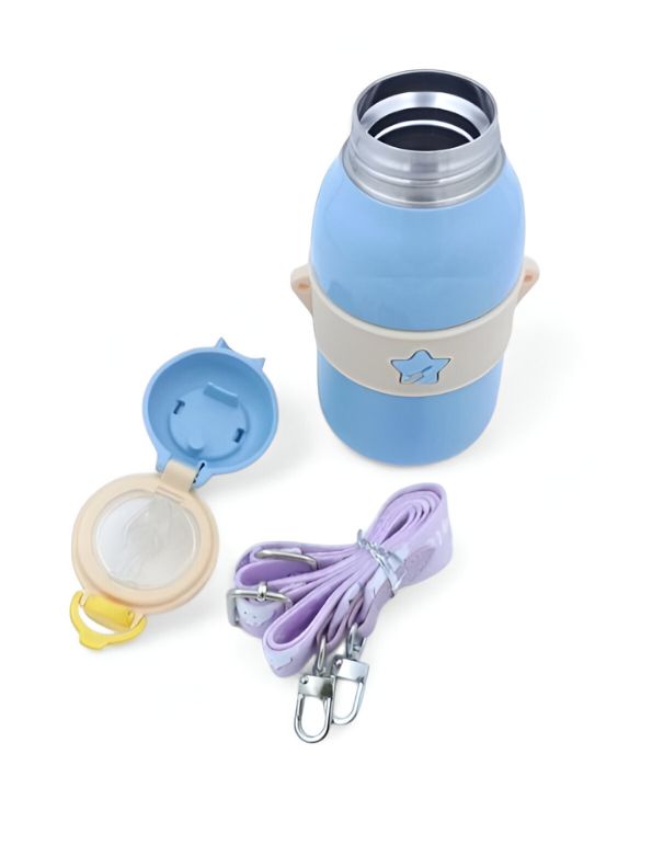 Blue - Toto Kids Water Bottle 490ml – Cute Bunny Lid with Star Design | Leakproof & BPA-Free for School & Travel NOV3555.