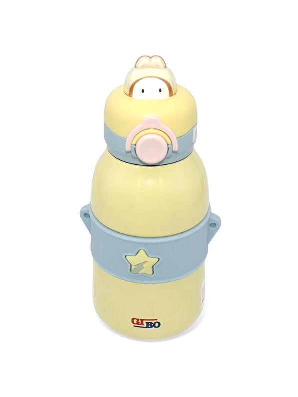 Yellow - Toto Kids Water Bottle 490ml – Cute Bunny Lid with Star Design | Leakproof & BPA-Free for School & Travel NOV3555.