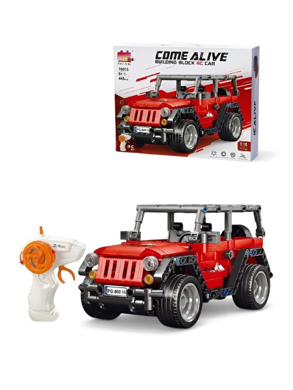 2-in-1 Remote Control Building Block Jeep – 443 Pieces STEM Construction Toy, 1:16 Scale Off-Road RC Racing Truck with 2.4GHz High-Speed Control for Kids Ages 6+ MD1149