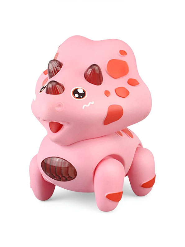 Electric Walking Triceratops Toy for Babies – Pink Musical Crawling Dinosaur with LED Lights, Pull String Action, Early Educational Sensory Toy for Infants and Toddlers TV4682