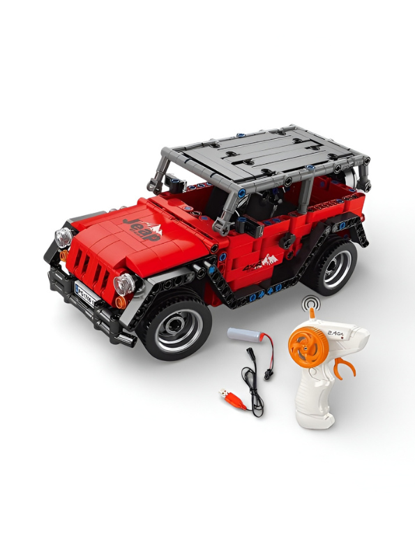 448-Piece RC Jeep Wrangler Style Off-Road Building Block Car Kit (1:16 Scale) – Remote Control STEM Educational Toy with Rechargeable Battery, Opening Doors & Hood for Kids & Teens TV5581